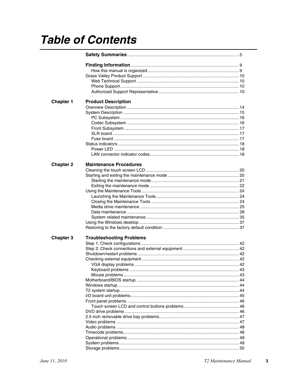 Grass Valley T2 Classic iDDR SP2 User Manual | Page 3 / 54