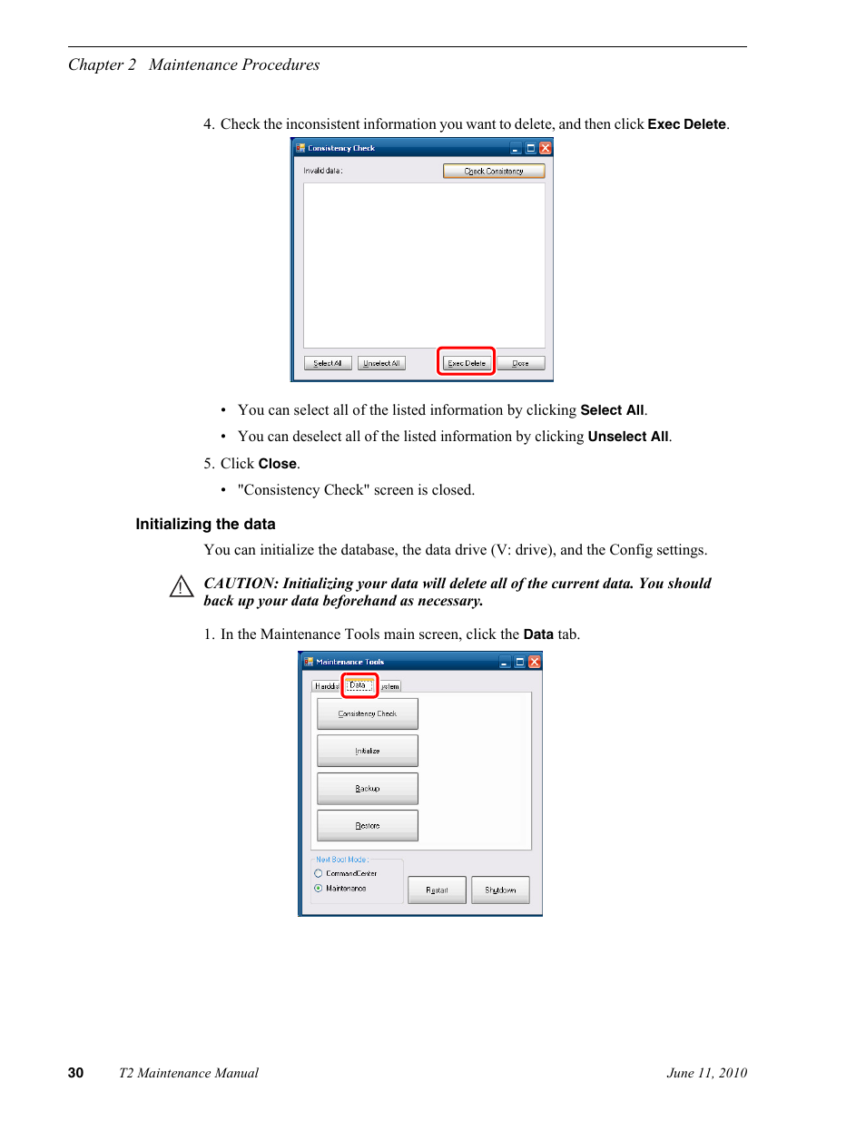 Initializing the data | Grass Valley T2 Classic iDDR SP2 User Manual | Page 30 / 54
