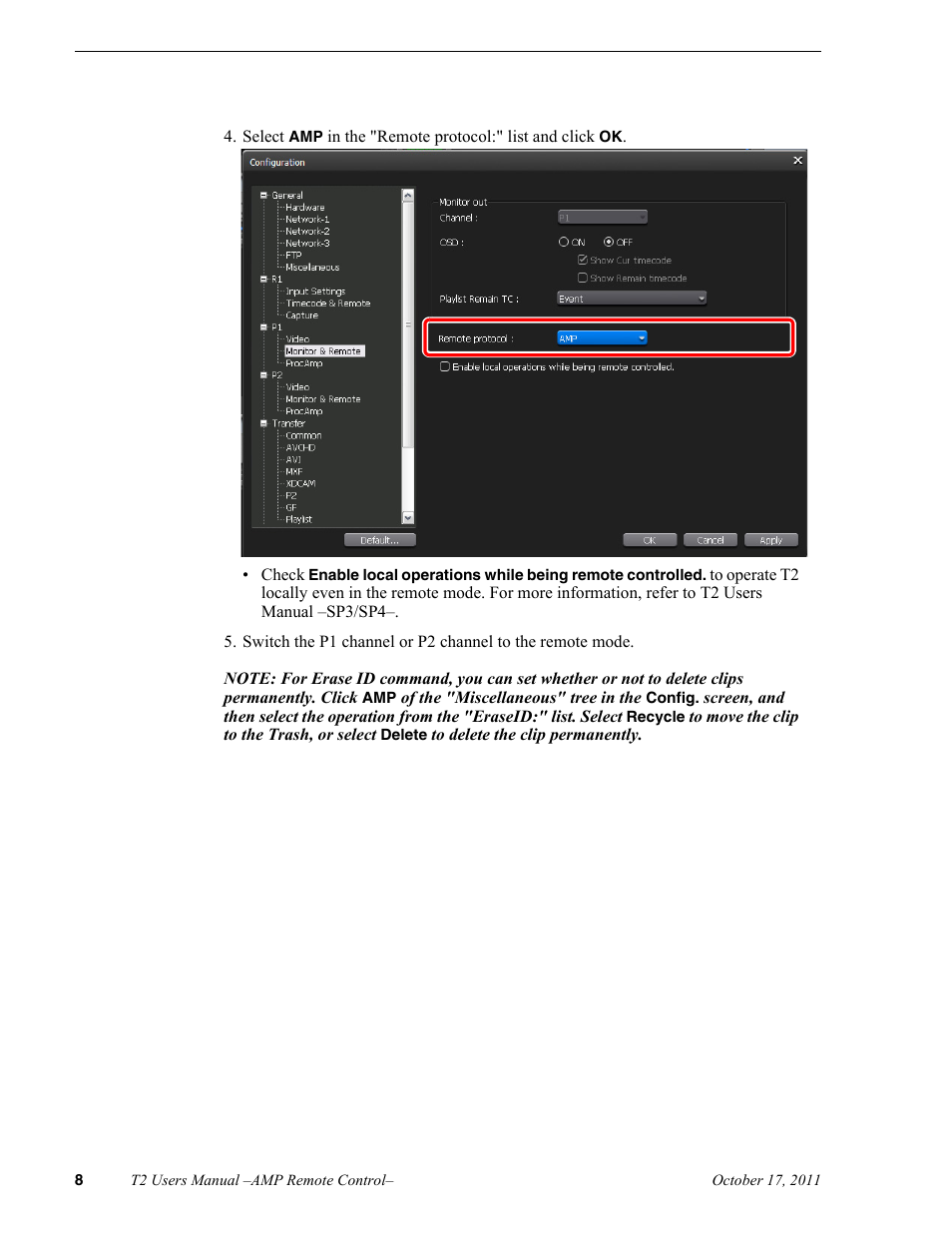 Grass Valley T2 Classic iDDR AMP Remote Control SP4.3 User Manual | Page 8 / 18