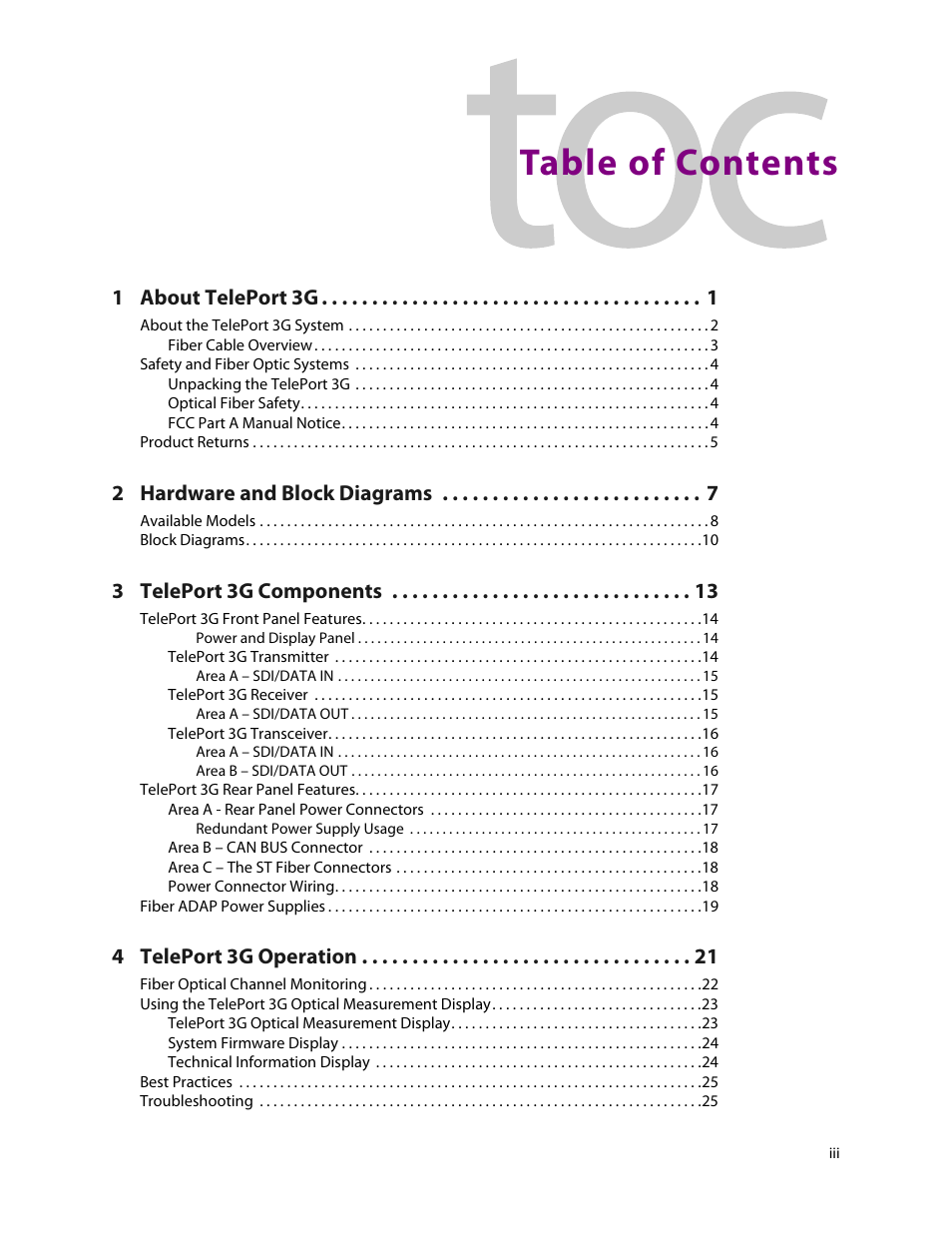 Grass Valley TelePort 3G User Manual | Page 3 / 37