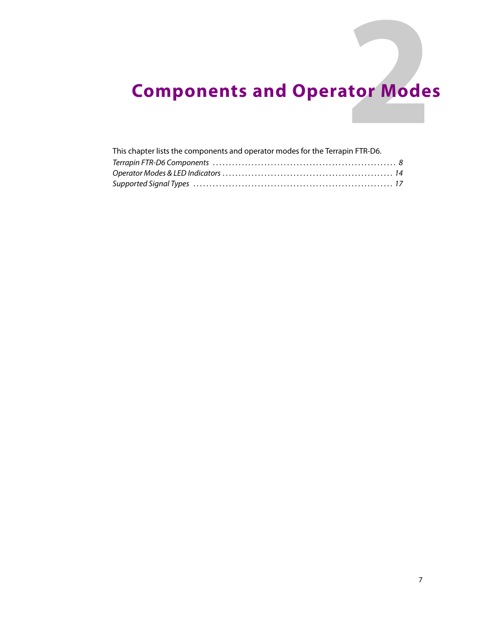 2 components and operator modes, Components and operator modes | Grass Valley Terrapin FTR-D6 User Manual | Page 11 / 31