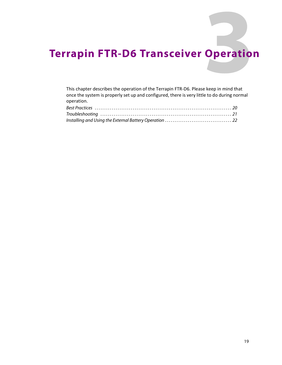 3 terrapin ftr-d6 transceiver operation, Terrapin ftr-d6 transceiver operation | Grass Valley Terrapin FTR-D6 User Manual | Page 23 / 31