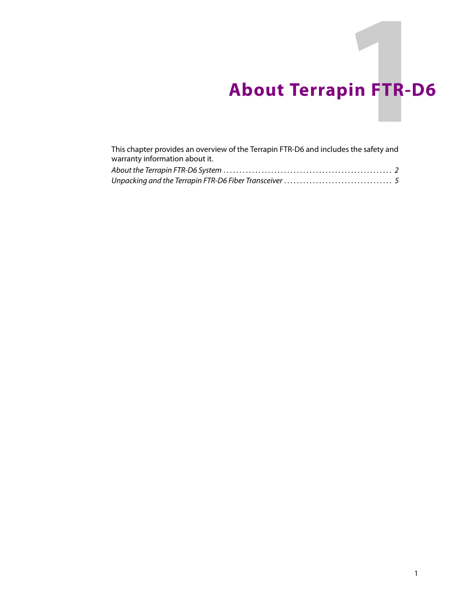 1 about terrapin ftr-d6, About terrapin ftr-d6 | Grass Valley Terrapin FTR-D6 User Manual | Page 5 / 31