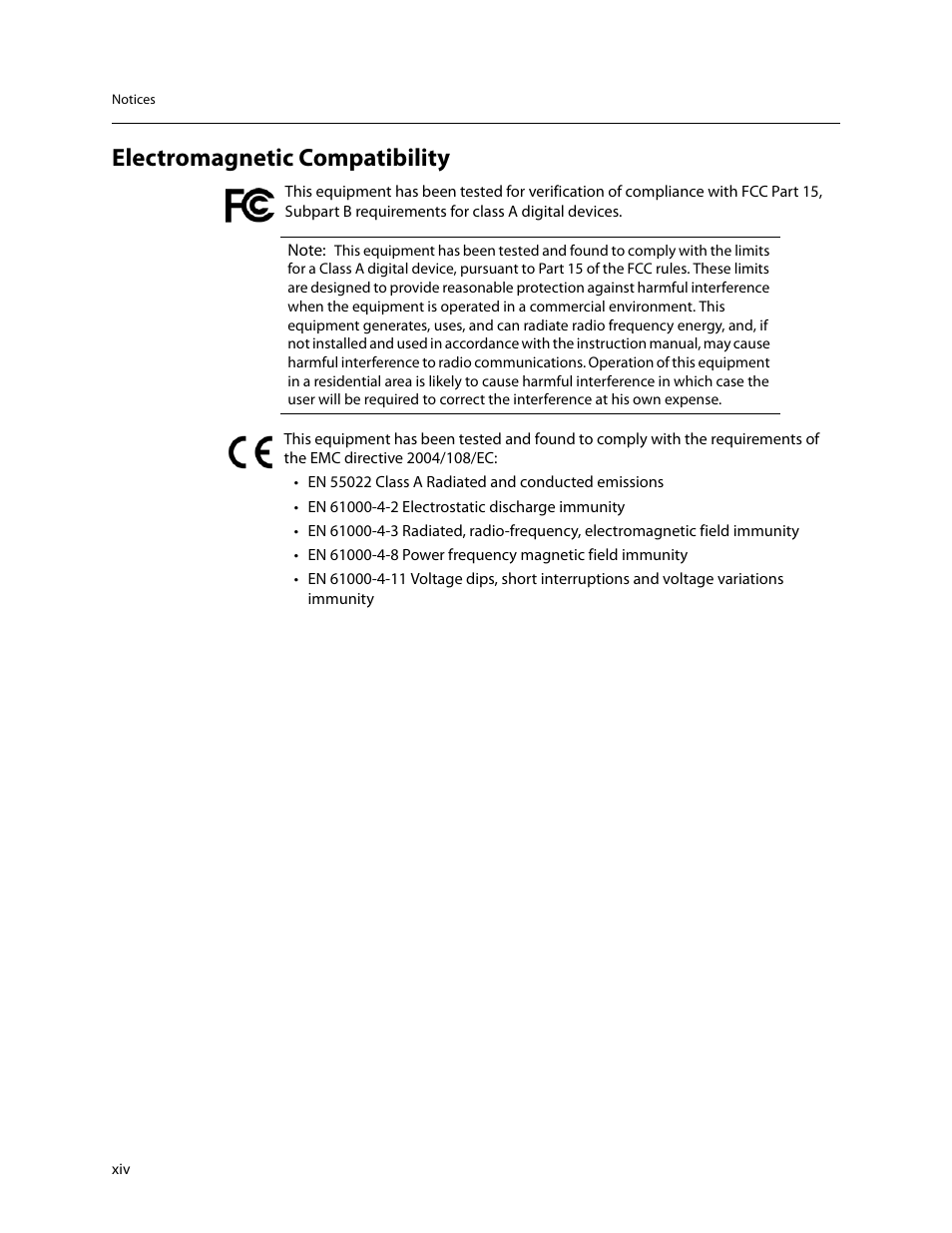 Electromagnetic compatibility | Grass Valley Thunder 80 v.1.0 User Manual | Page 14 / 65