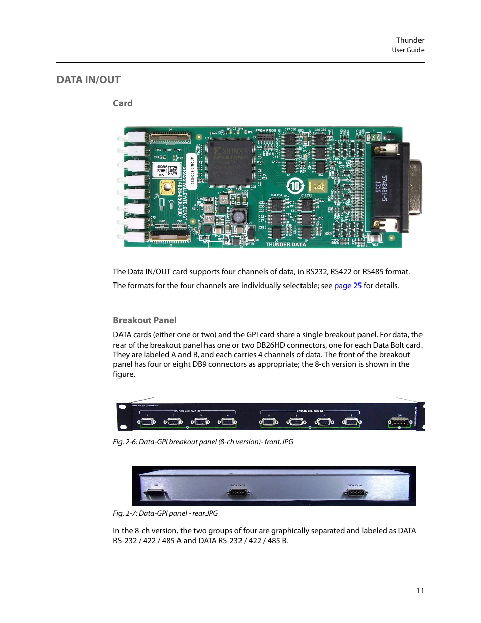 Data in/out | Grass Valley Thunder 80 v.1.0 User Manual | Page 27 / 65