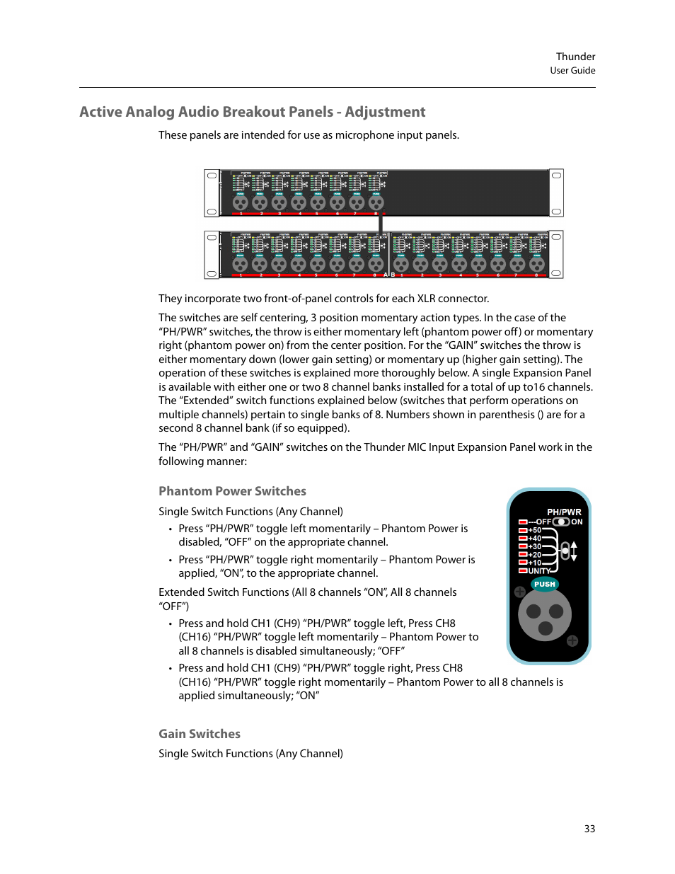 Active analog audio breakout panels - adjustment | Grass Valley Thunder 80 v.1.0 User Manual | Page 49 / 65