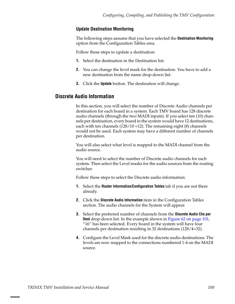 Discrete audio information | Grass Valley Trinix Multiviewer Installation User Manual | Page 100 / 223