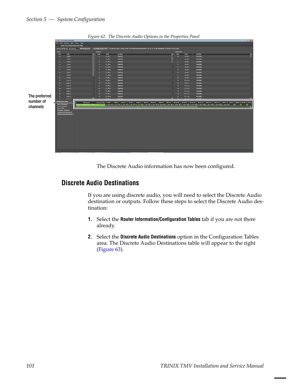 Discrete audio destinations | Grass Valley Trinix Multiviewer Installation User Manual | Page 101 / 223