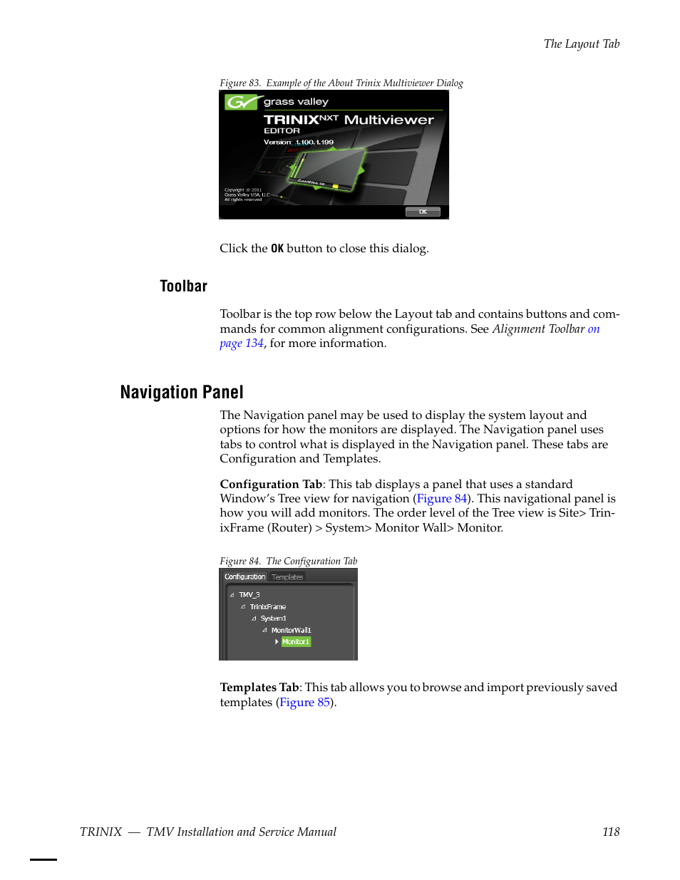 Toolbar, Navigation panel, Figure 83 | Grass Valley Trinix Multiviewer Installation User Manual | Page 118 / 223