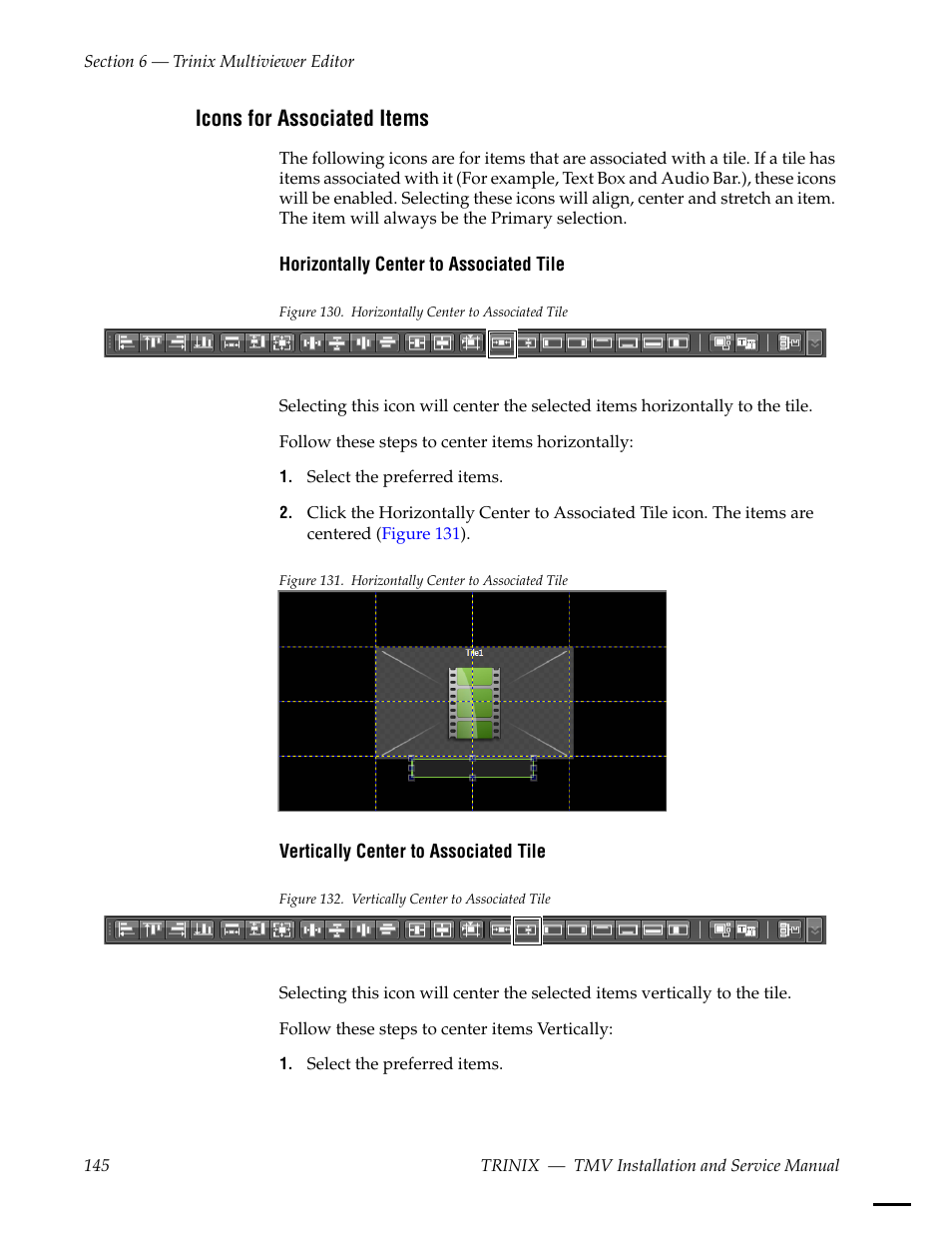 Icons for associated items | Grass Valley Trinix Multiviewer Installation User Manual | Page 145 / 223