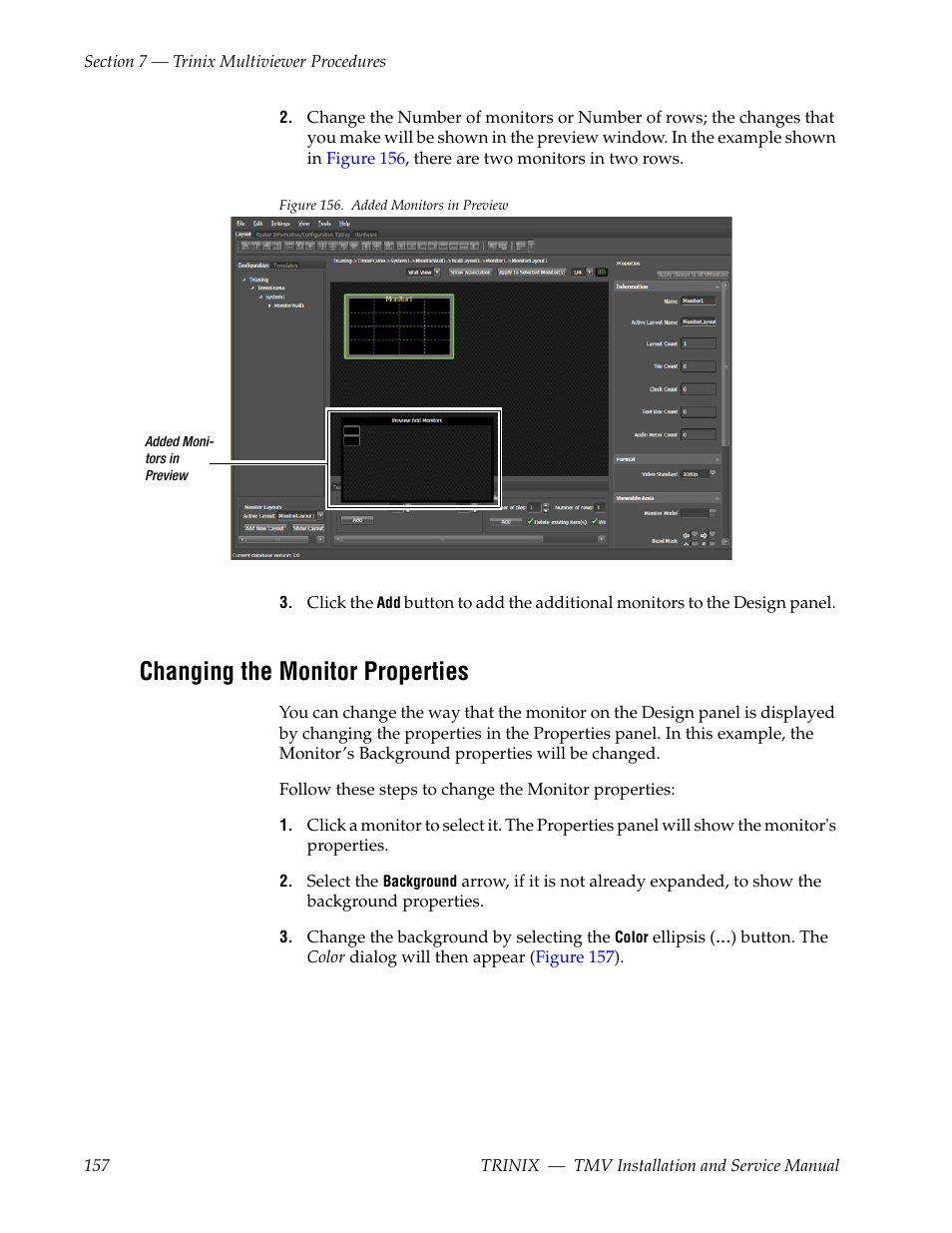 Changing the monitor properties | Grass Valley Trinix Multiviewer Installation User Manual | Page 157 / 223
