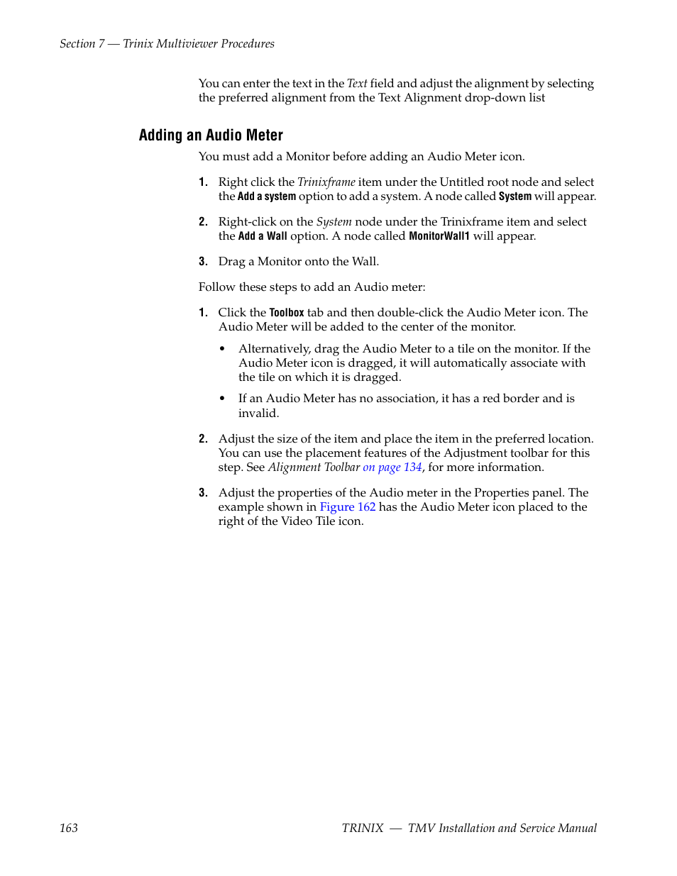 Adding an audio meter | Grass Valley Trinix Multiviewer Installation User Manual | Page 163 / 223