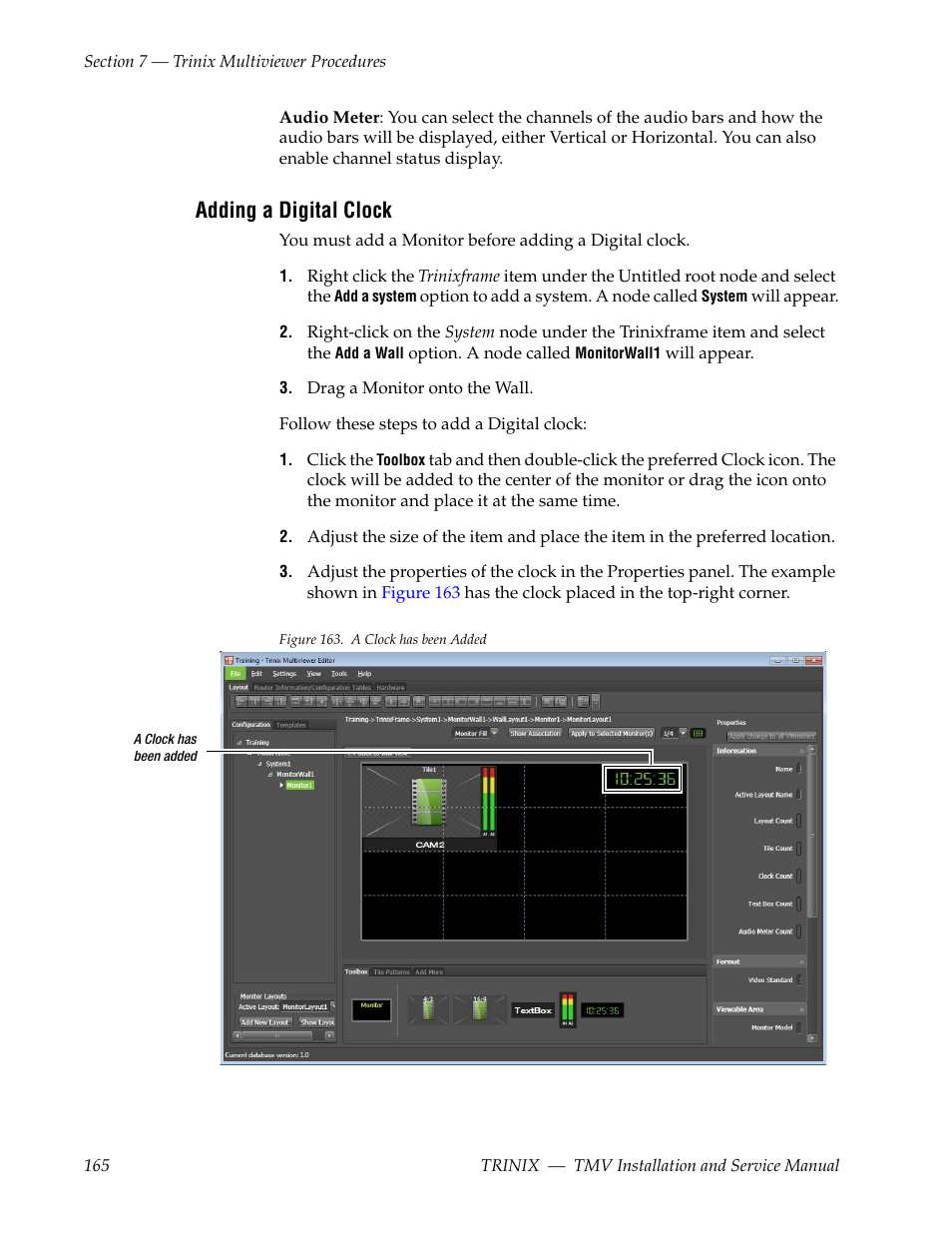Adding a digital clock | Grass Valley Trinix Multiviewer Installation User Manual | Page 165 / 223
