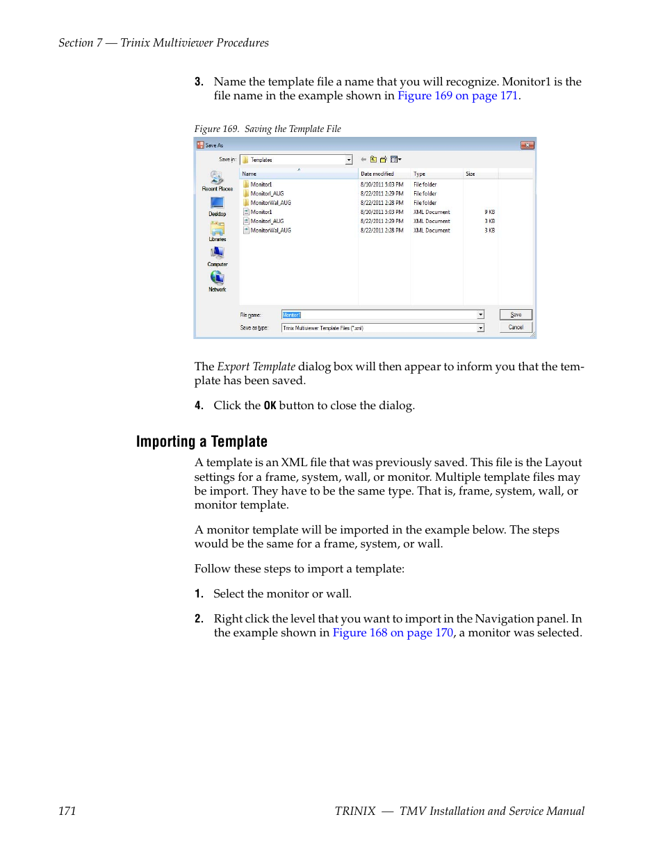 Importing a template | Grass Valley Trinix Multiviewer Installation User Manual | Page 171 / 223