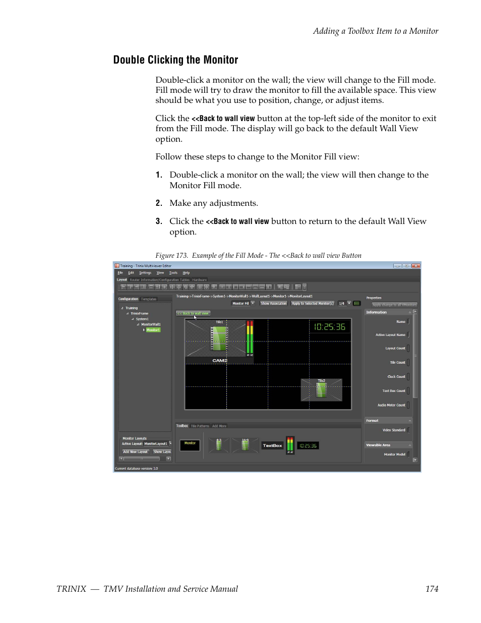 Double clicking the monitor | Grass Valley Trinix Multiviewer Installation User Manual | Page 174 / 223