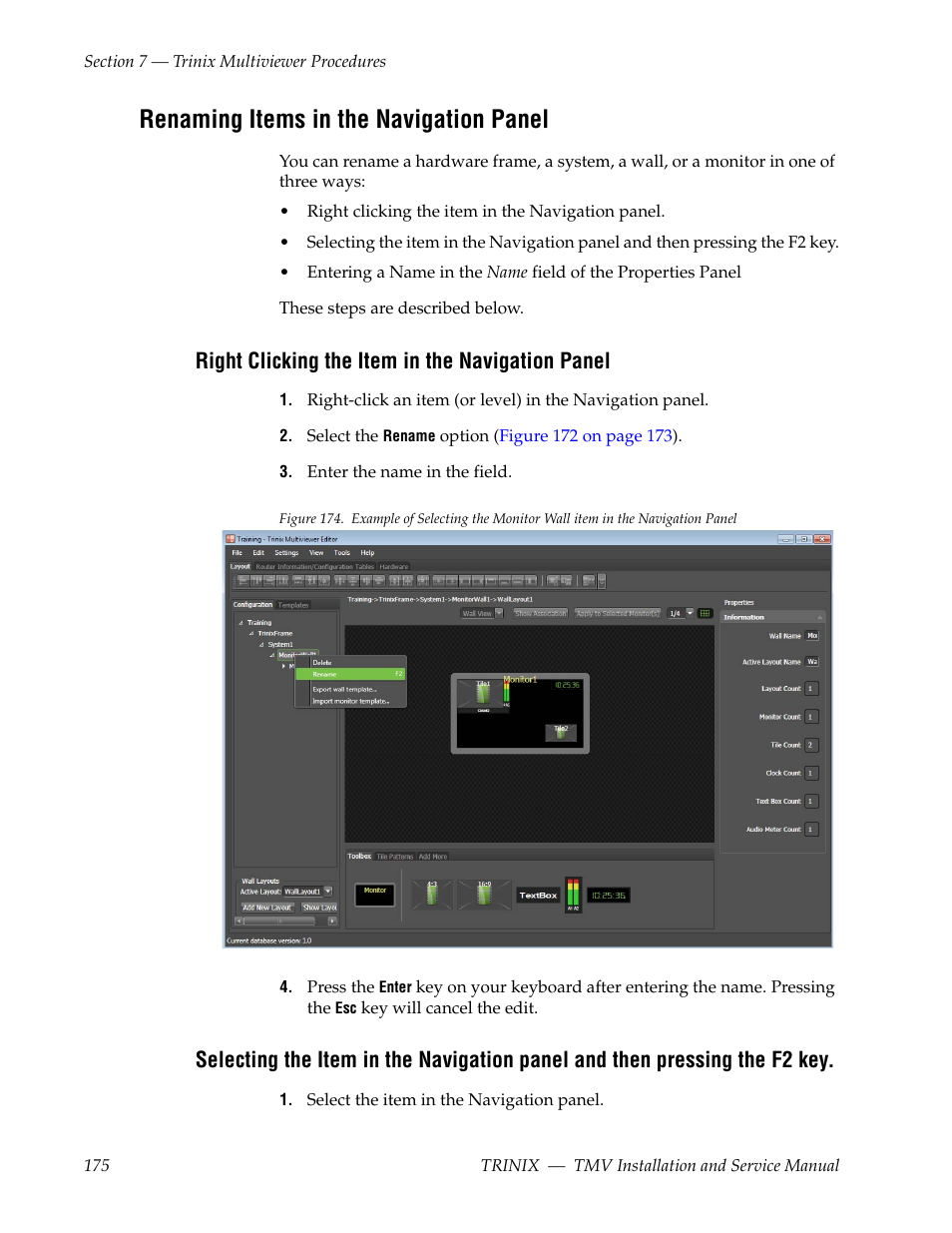Renaming items in the navigation panel, Right clicking the item in the navigation panel | Grass Valley Trinix Multiviewer Installation User Manual | Page 175 / 223