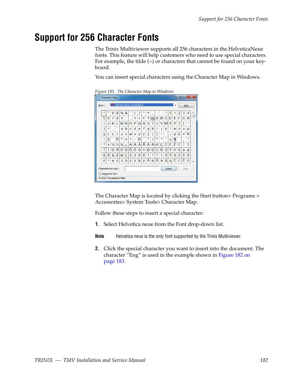 Support for 256 character fonts | Grass Valley Trinix Multiviewer Installation User Manual | Page 182 / 223