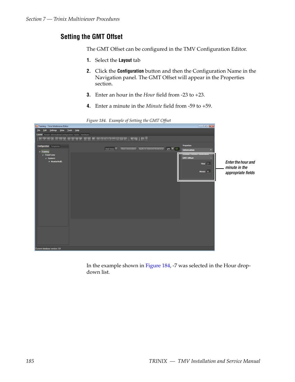 Setting the gmt offset | Grass Valley Trinix Multiviewer Installation User Manual | Page 185 / 223