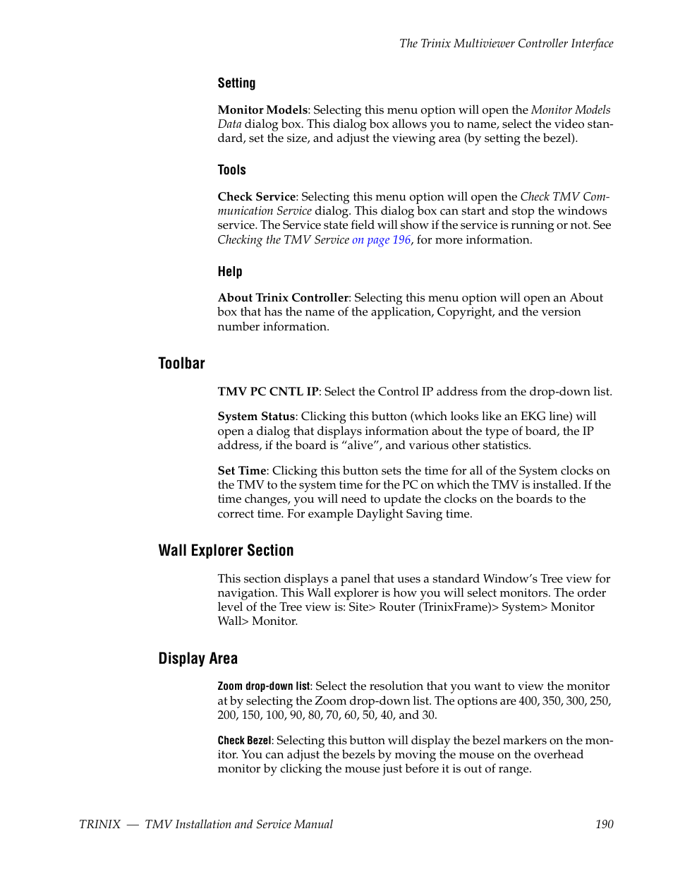 Toolbar, Wall explorer section, Display area | Grass Valley Trinix Multiviewer Installation User Manual | Page 190 / 223