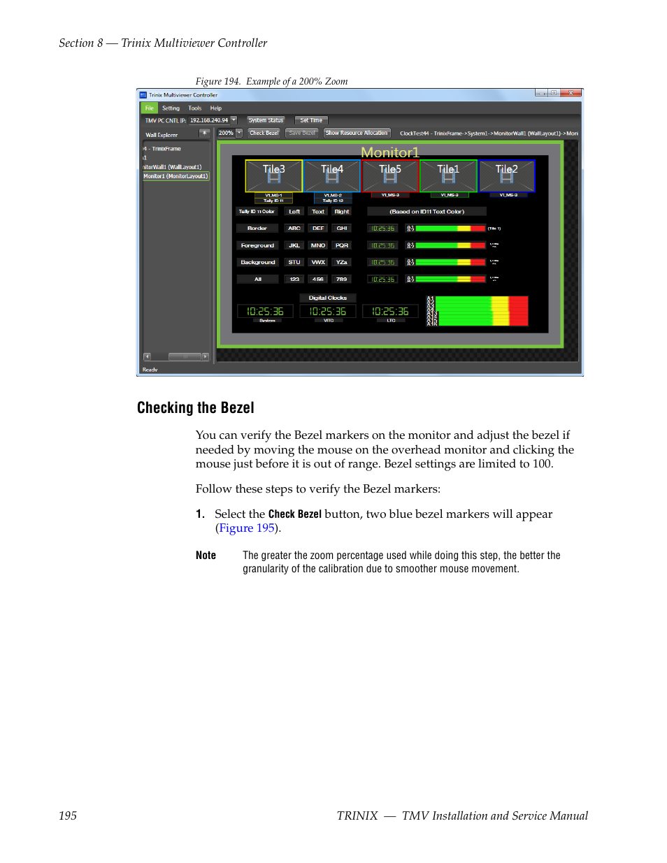 Checking the bezel, Figure 194 on | Grass Valley Trinix Multiviewer Installation User Manual | Page 195 / 223