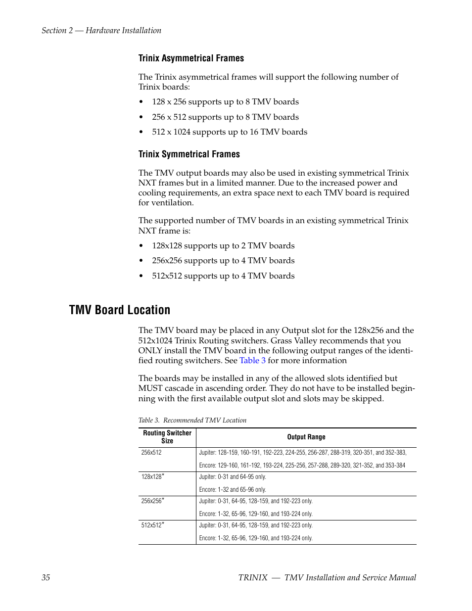 Tmv board location | Grass Valley Trinix Multiviewer Installation User Manual | Page 35 / 223