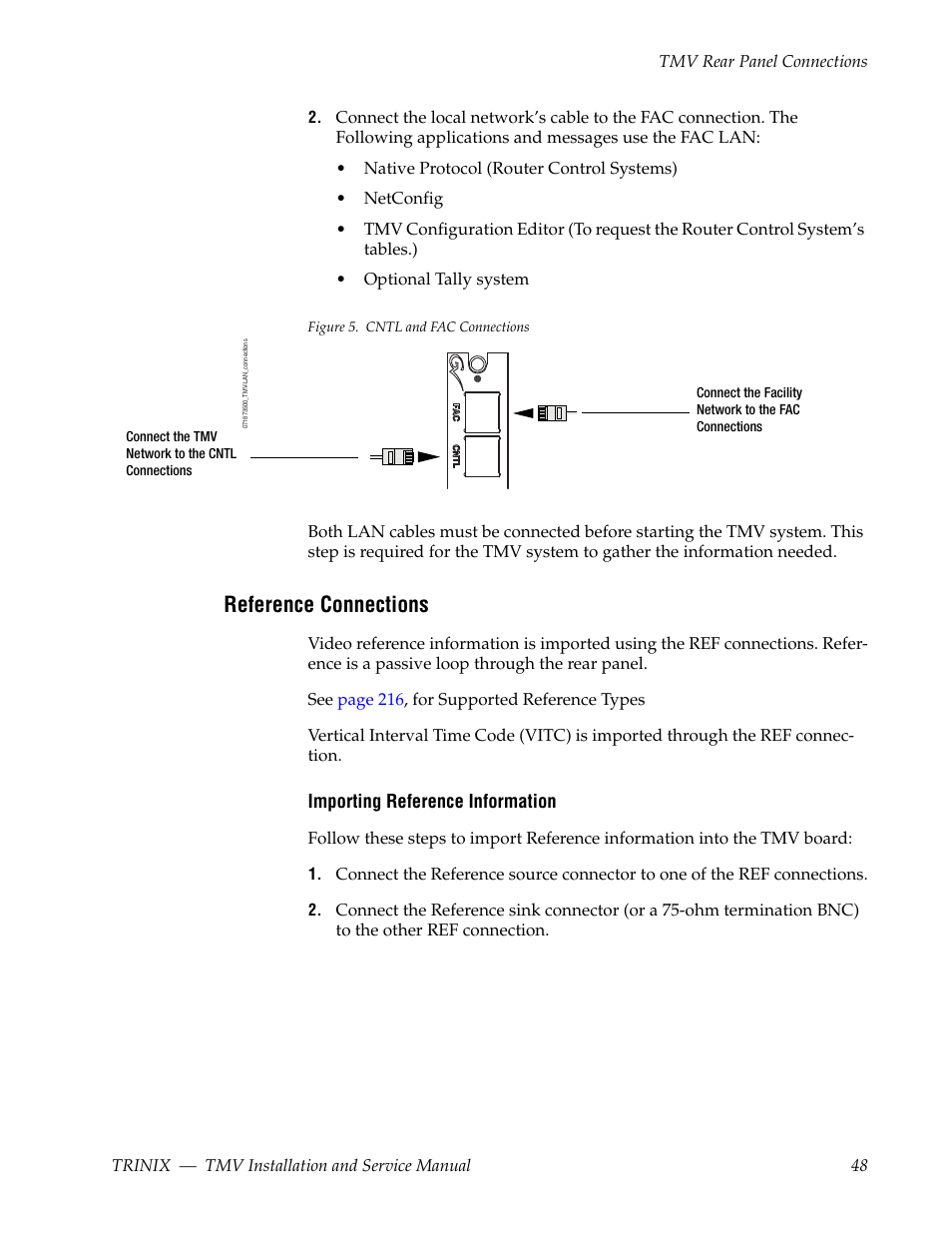 Reference connections | Grass Valley Trinix Multiviewer Installation User Manual | Page 48 / 223
