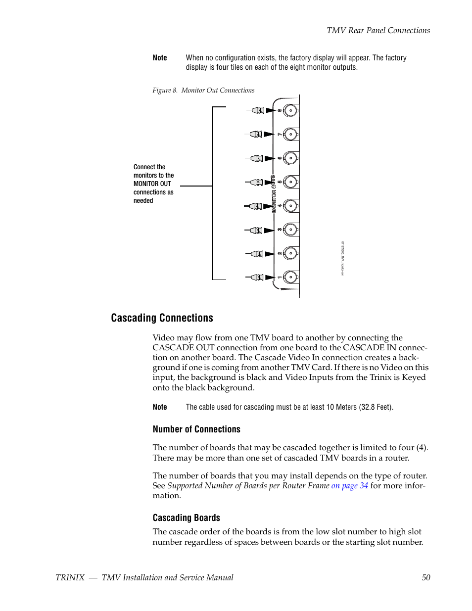 Cascading connections | Grass Valley Trinix Multiviewer Installation User Manual | Page 50 / 223