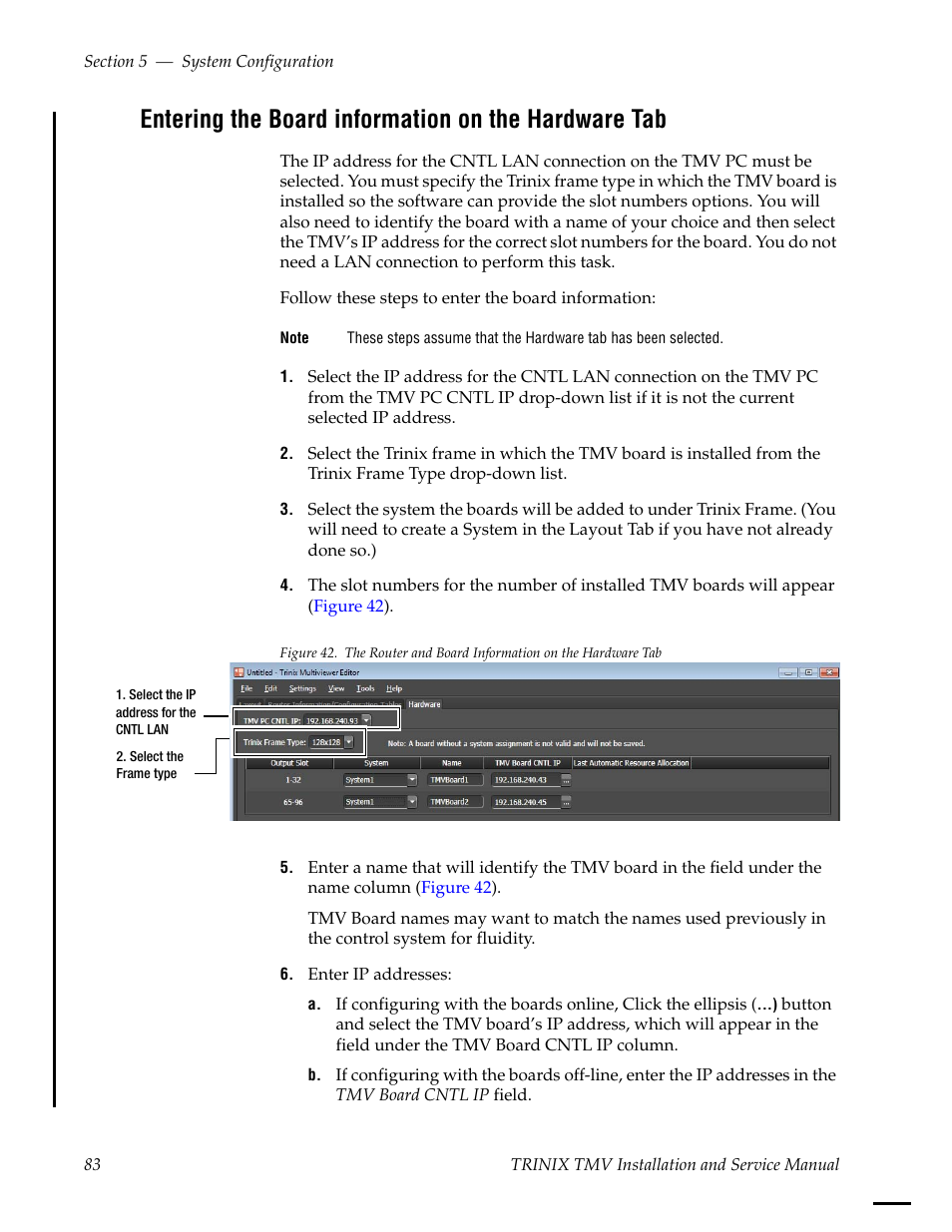 Entering the board information on the hardware tab | Grass Valley Trinix Multiviewer Installation User Manual | Page 83 / 223