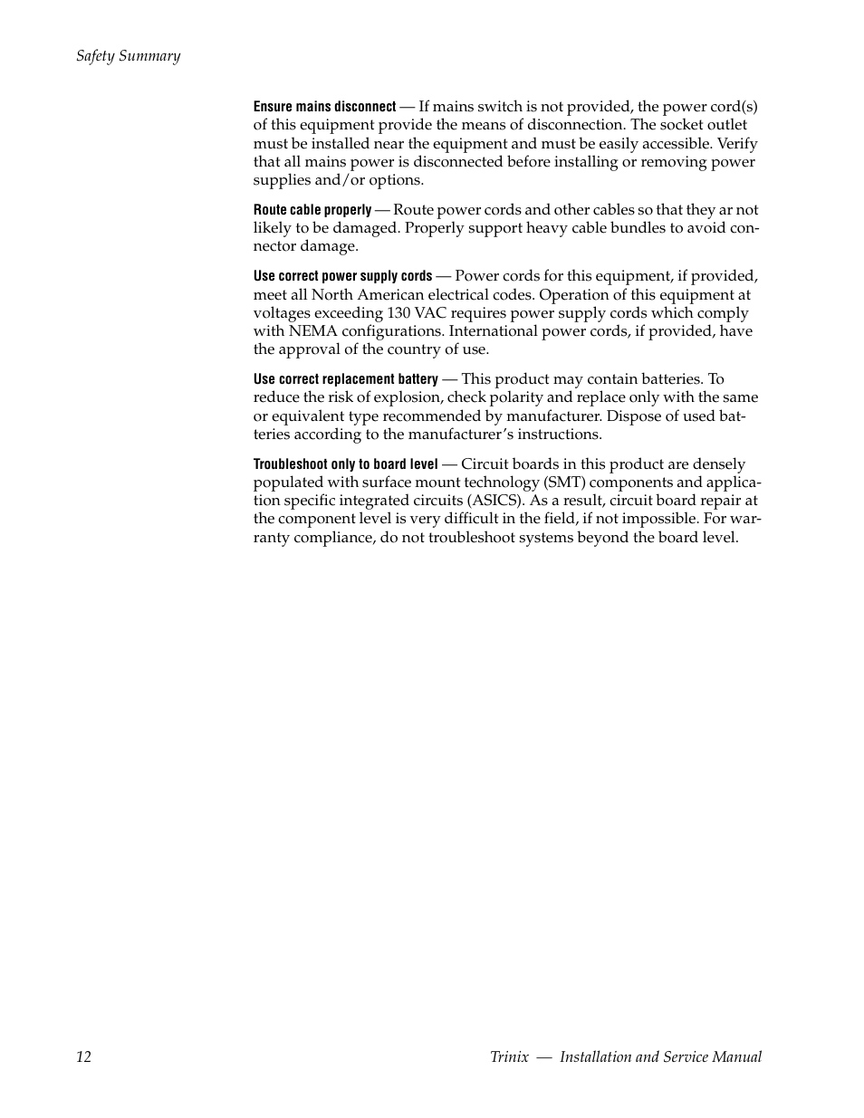 Grass Valley Trinix Back-Up Power Supplies Nov 16 2012 User Manual | Page 12 / 46