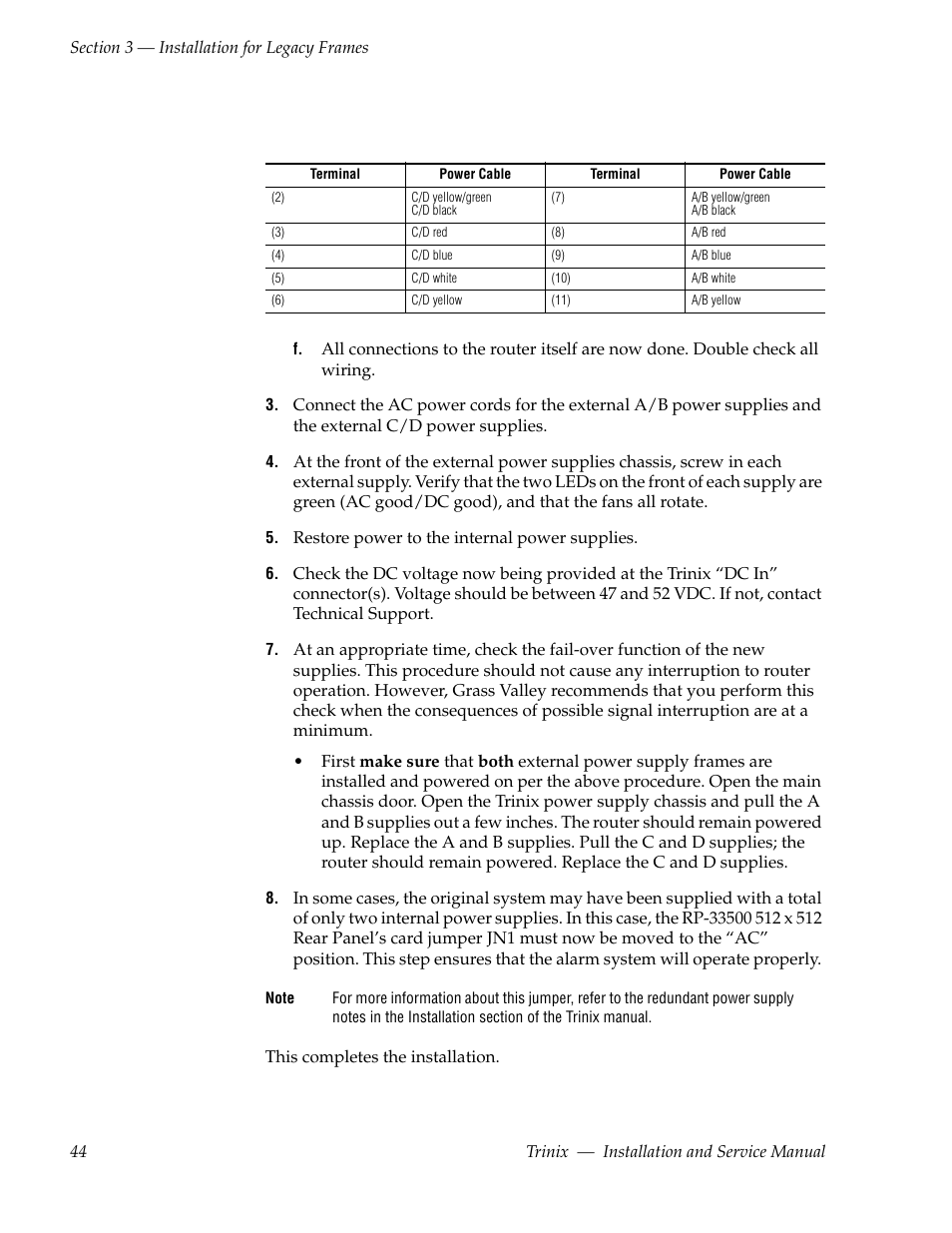 Grass Valley Trinix Back-Up Power Supplies Nov 16 2012 User Manual | Page 44 / 46