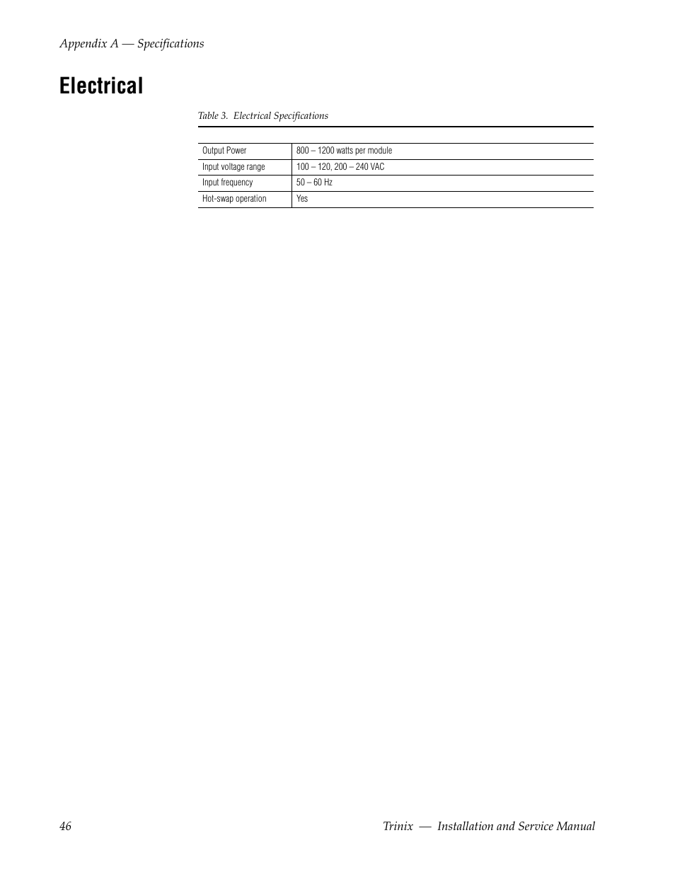 Electrical | Grass Valley Trinix Back-Up Power Supplies Nov 16 2012 User Manual | Page 46 / 46