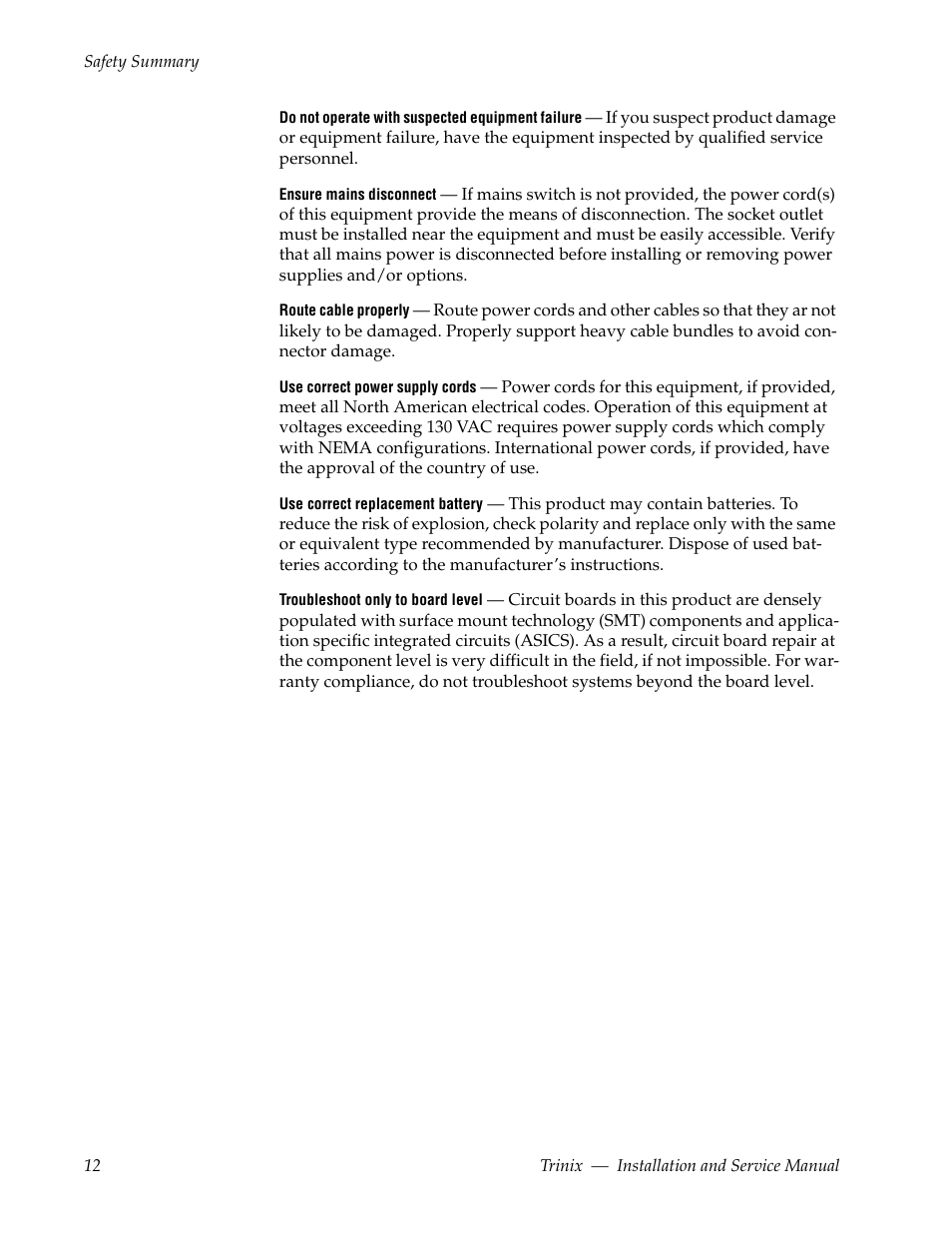 Grass Valley Trinix Back-Up Power Supplies Jan 13 2012 User Manual | Page 12 / 52