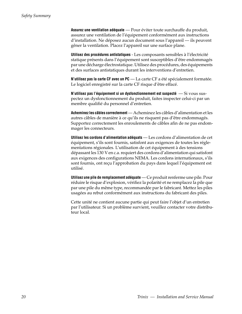 Grass Valley Trinix Back-Up Power Supplies Jan 13 2012 User Manual | Page 20 / 52