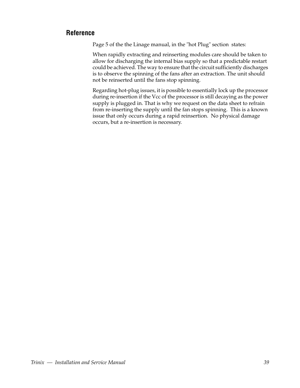 Reference | Grass Valley Trinix Back-Up Power Supplies Jan 13 2012 User Manual | Page 39 / 52