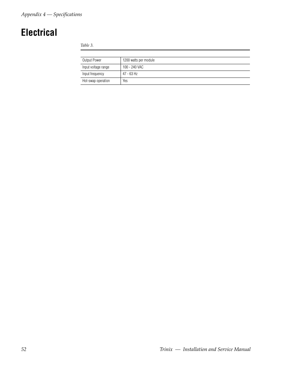 Electrical | Grass Valley Trinix Back-Up Power Supplies Jan 13 2012 User Manual | Page 52 / 52