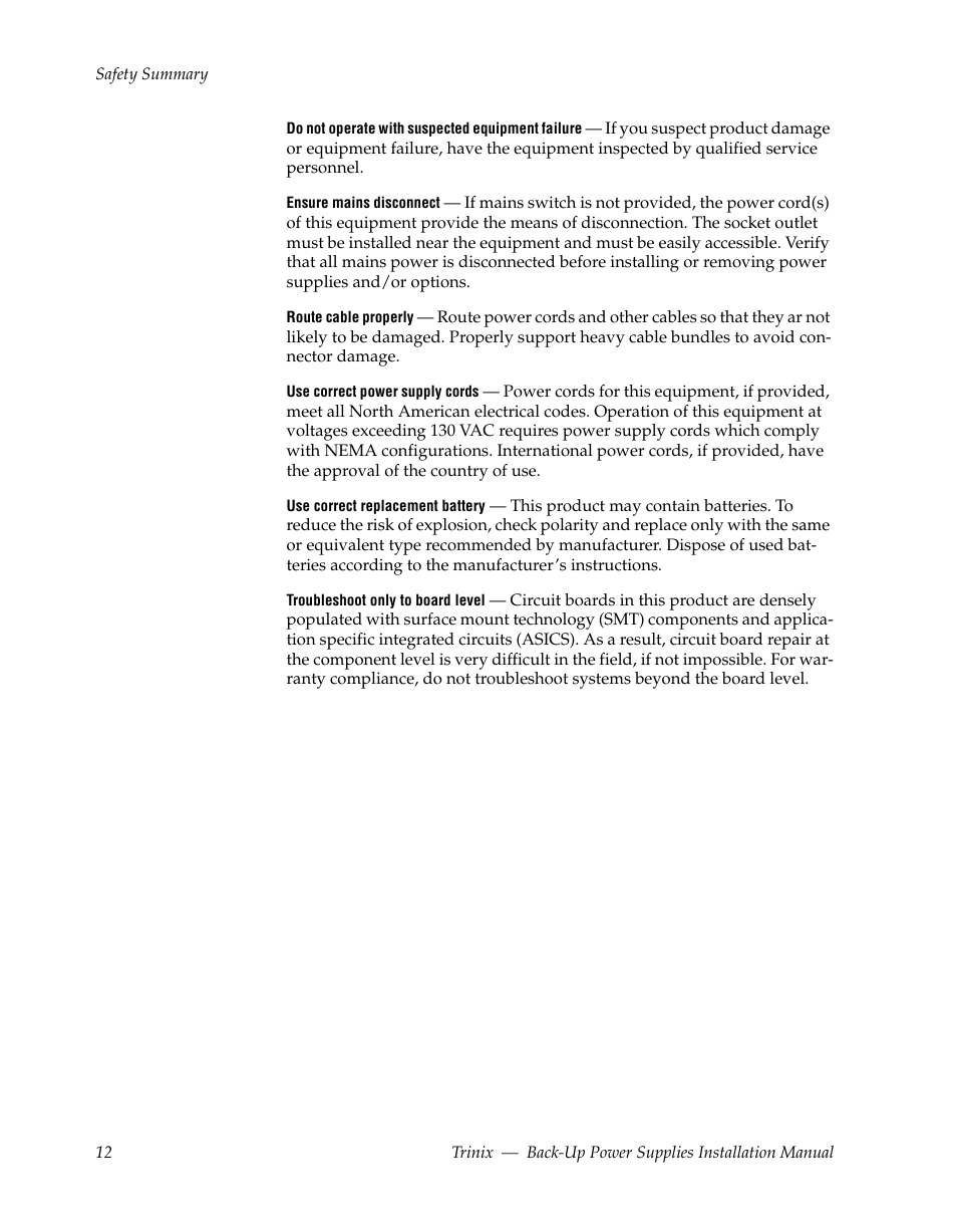 Grass Valley Trinix Back-Up Power Supplies Apr 13 2010 User Manual | Page 12 / 44