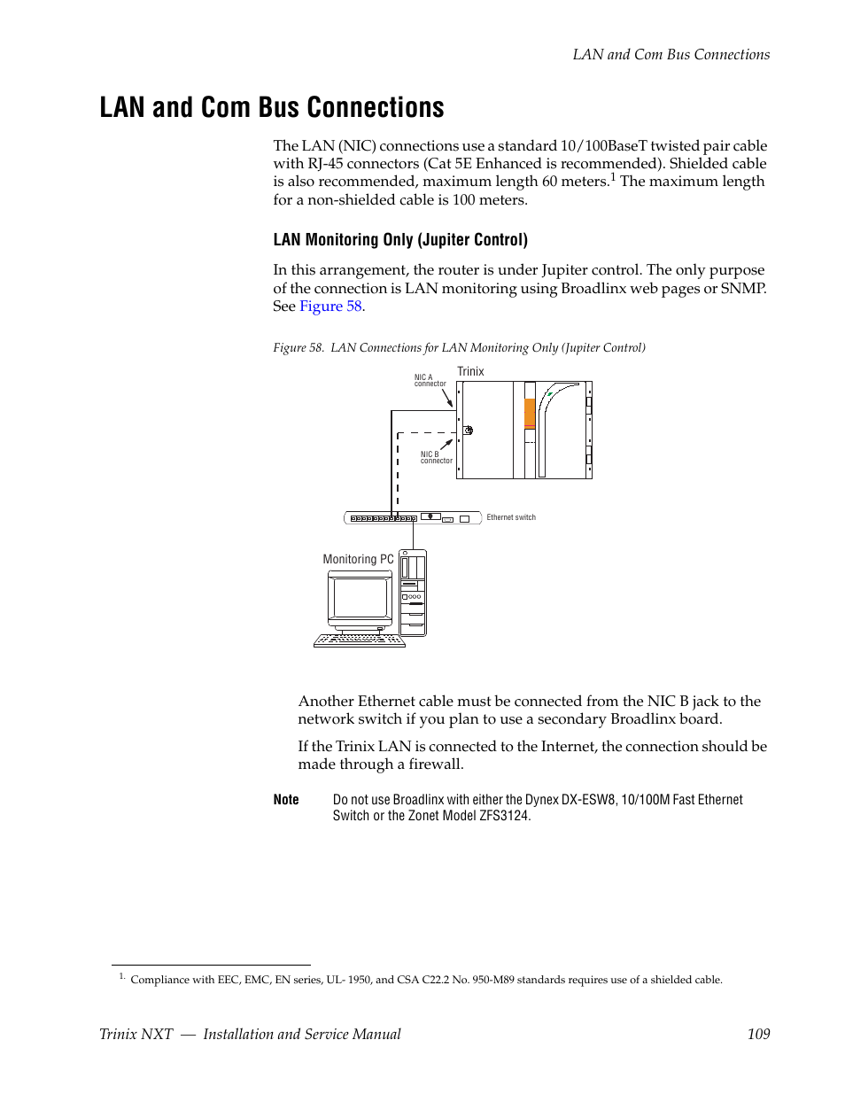 Lan and com bus connections | Grass Valley Trinix NXT v.3.3.1 User Manual | Page 109 / 453