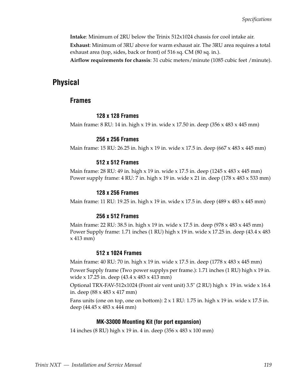 Physical, Frames | Grass Valley Trinix NXT v.3.3.1 User Manual | Page 119 / 453