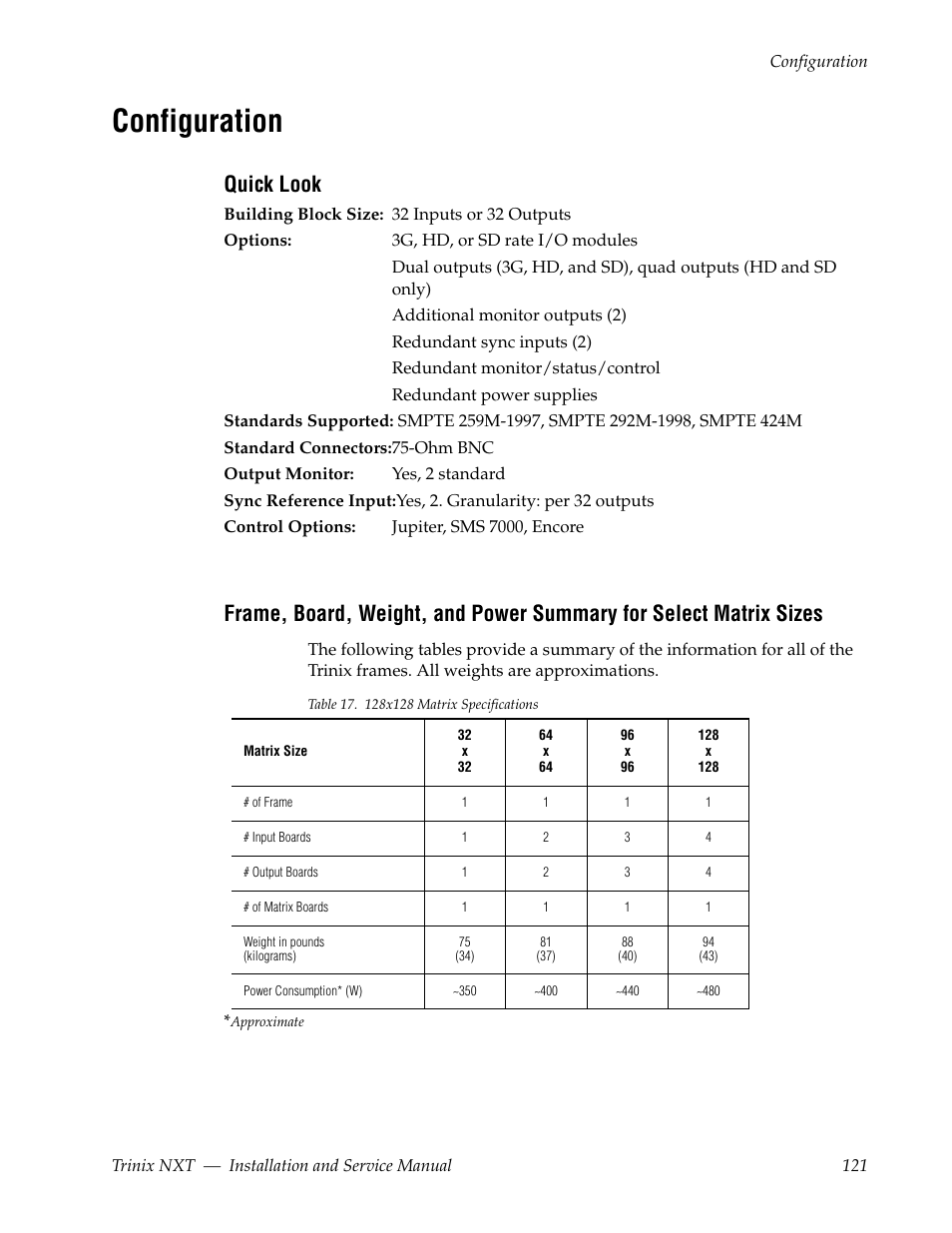 Configuration, Quick look | Grass Valley Trinix NXT v.3.3.1 User Manual | Page 121 / 453