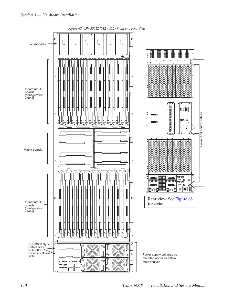 Rear view . see figure 68 for detail | Grass Valley Trinix NXT v.3.3.1 User Manual | Page 140 / 453