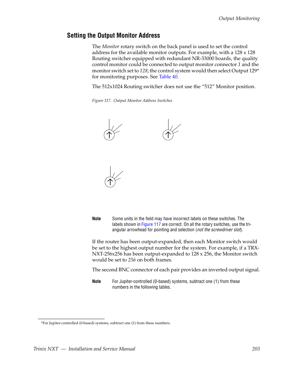 Setting the output monitor address | Grass Valley Trinix NXT v.3.3.1 User Manual | Page 203 / 453