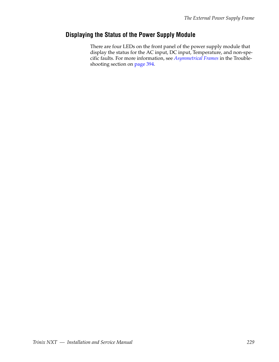Displaying the status of the power supply module | Grass Valley Trinix NXT v.3.3.1 User Manual | Page 229 / 453