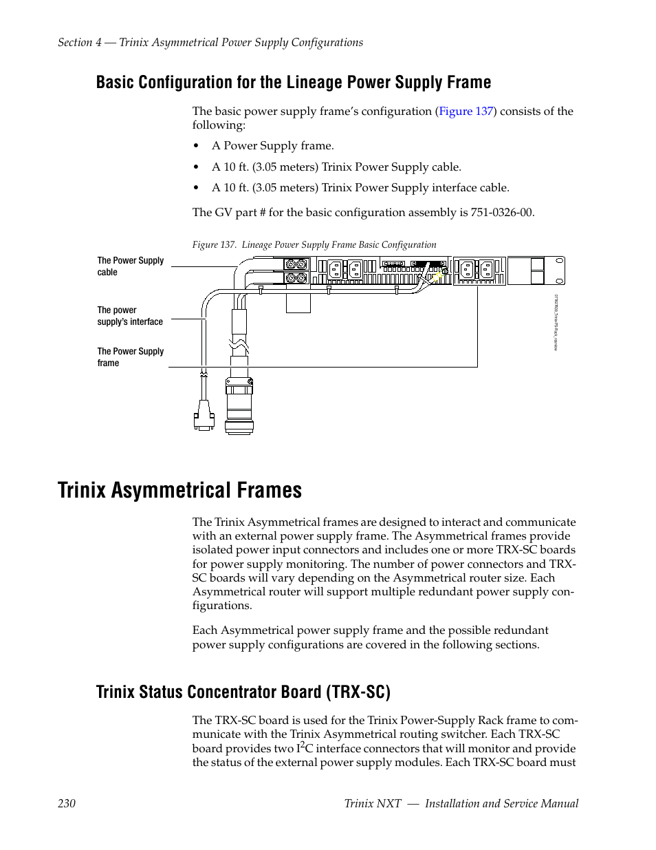 Trinix asymmetrical frames, Trinix status concentrator board (trx-sc) | Grass Valley Trinix NXT v.3.3.1 User Manual | Page 230 / 453