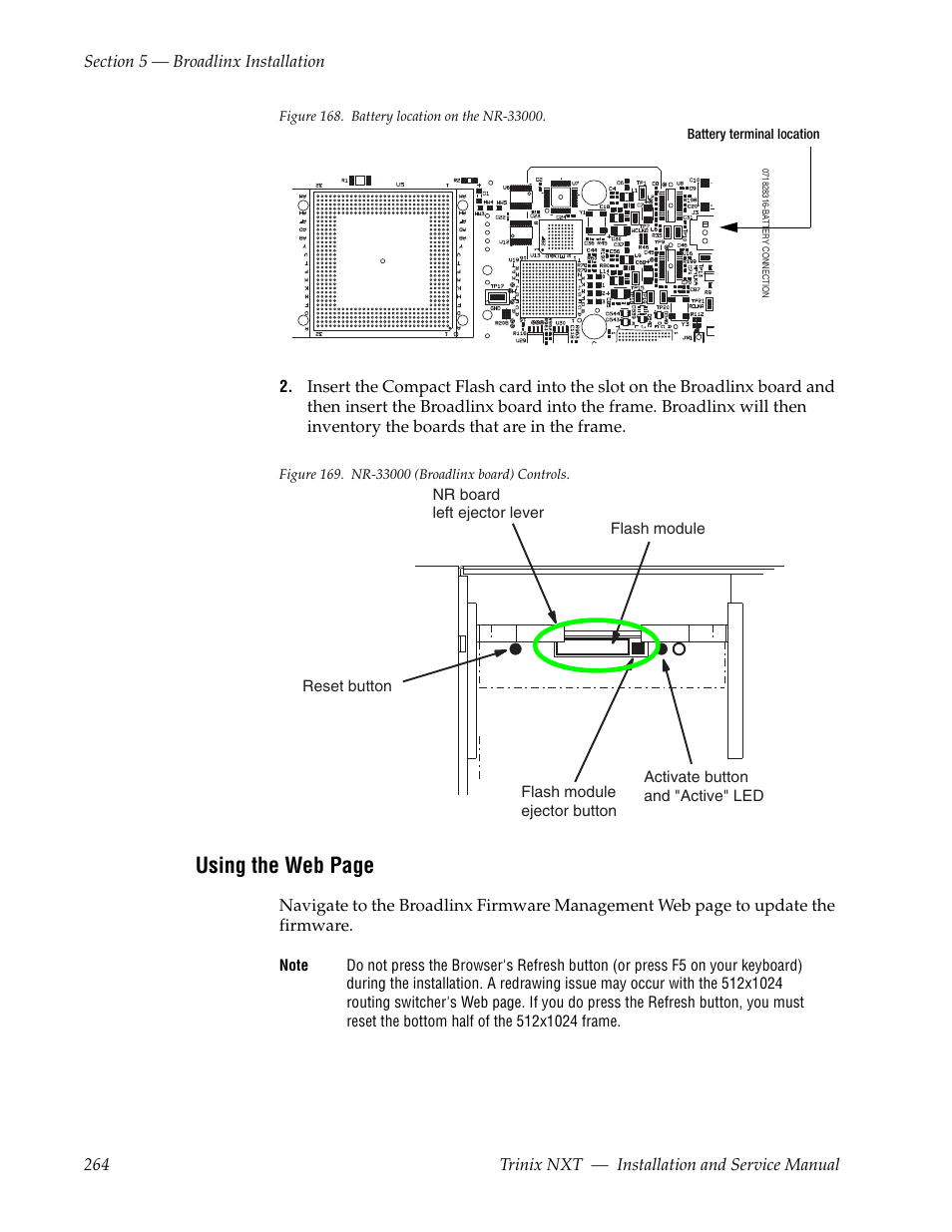 Figure 169 on, Using the web page | Grass Valley Trinix NXT v.3.3.1 User Manual | Page 264 / 453