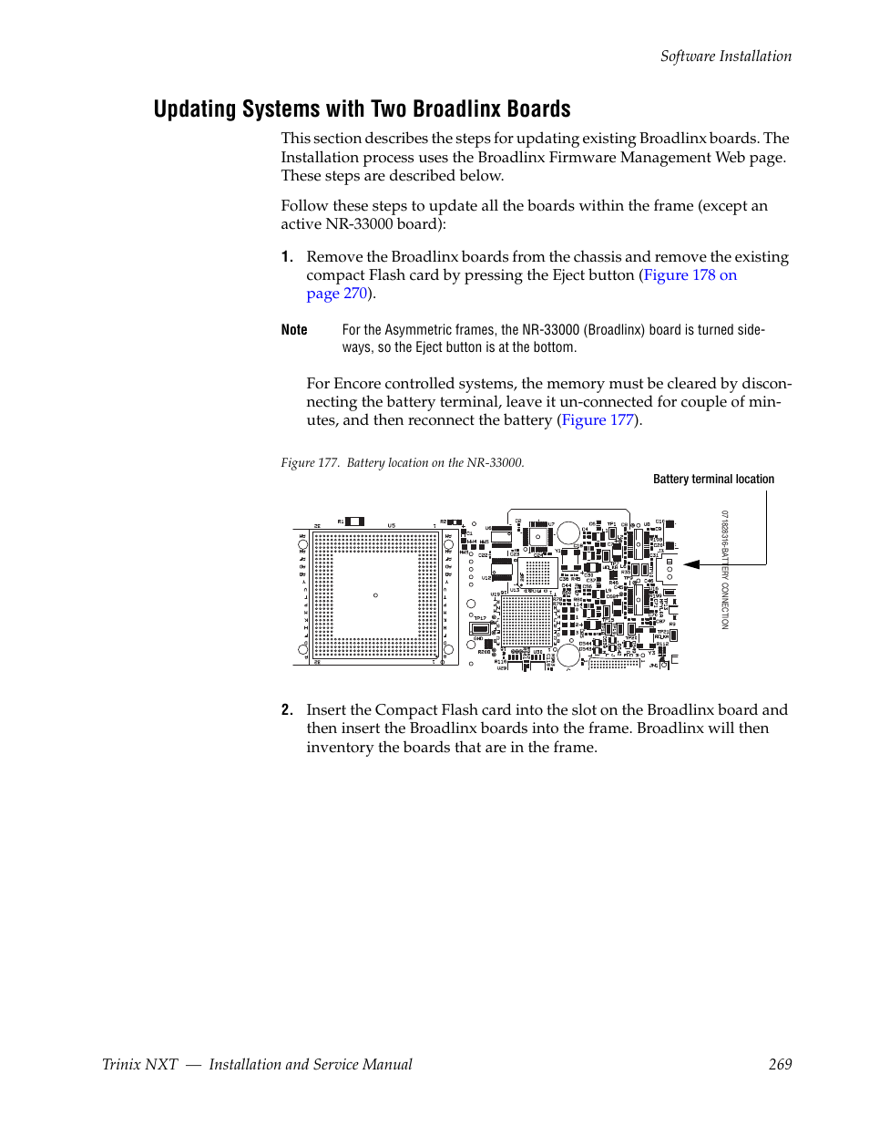 Updating systems with two broadlinx boards | Grass Valley Trinix NXT v.3.3.1 User Manual | Page 269 / 453