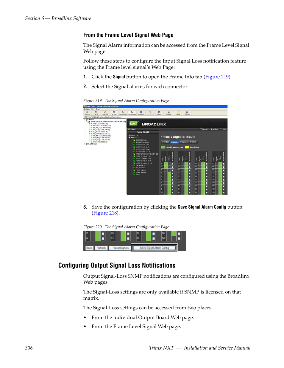 Configuring output signal loss notifications | Grass Valley Trinix NXT v.3.3.1 User Manual | Page 306 / 453