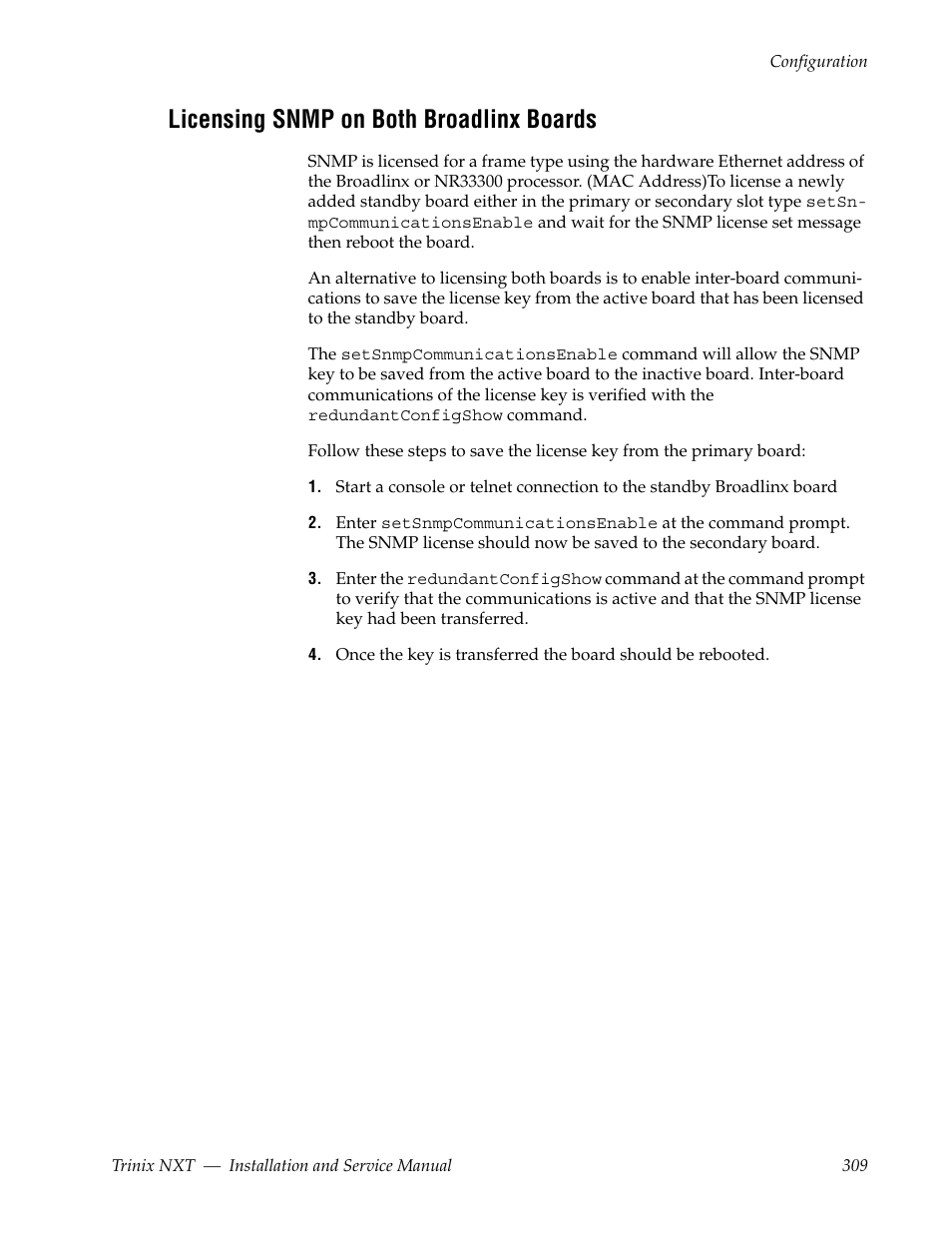 Licensing snmp on both broadlinx boards | Grass Valley Trinix NXT v.3.3.1 User Manual | Page 309 / 453