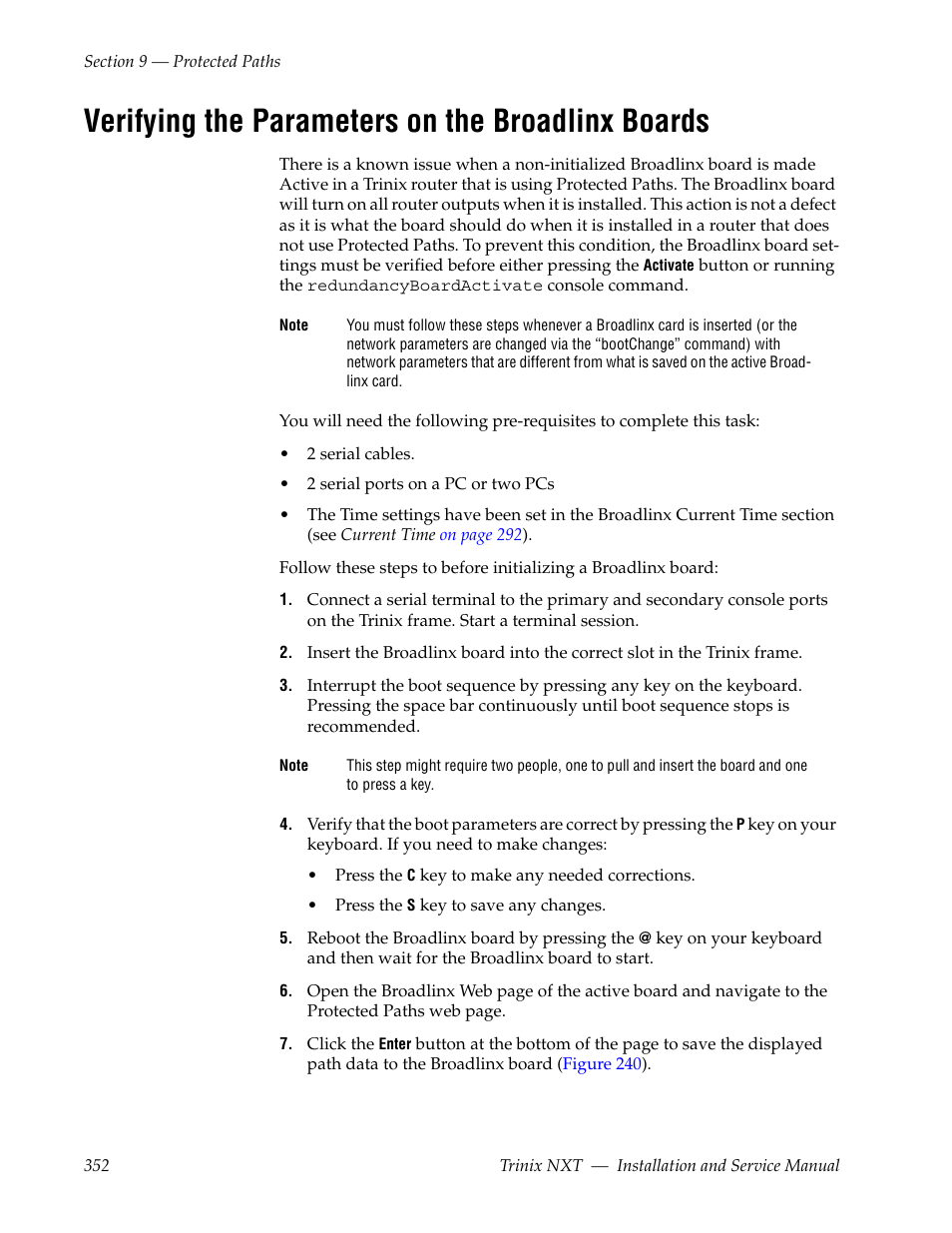 Verifying the parameters on the broadlinx boards | Grass Valley Trinix NXT v.3.3.1 User Manual | Page 352 / 453