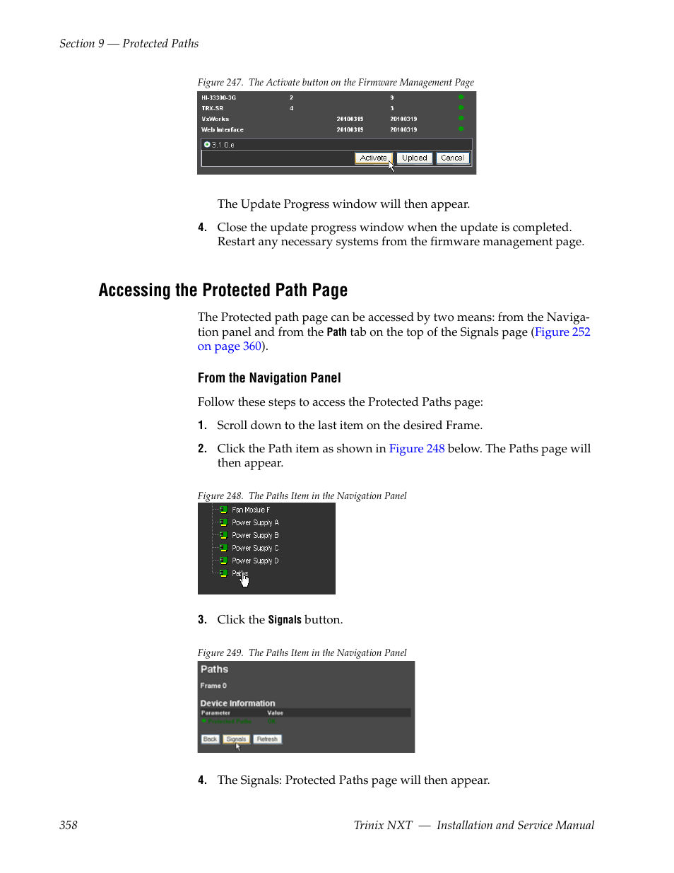 Figure 247, Accessing the protected path page | Grass Valley Trinix NXT v.3.3.1 User Manual | Page 358 / 453
