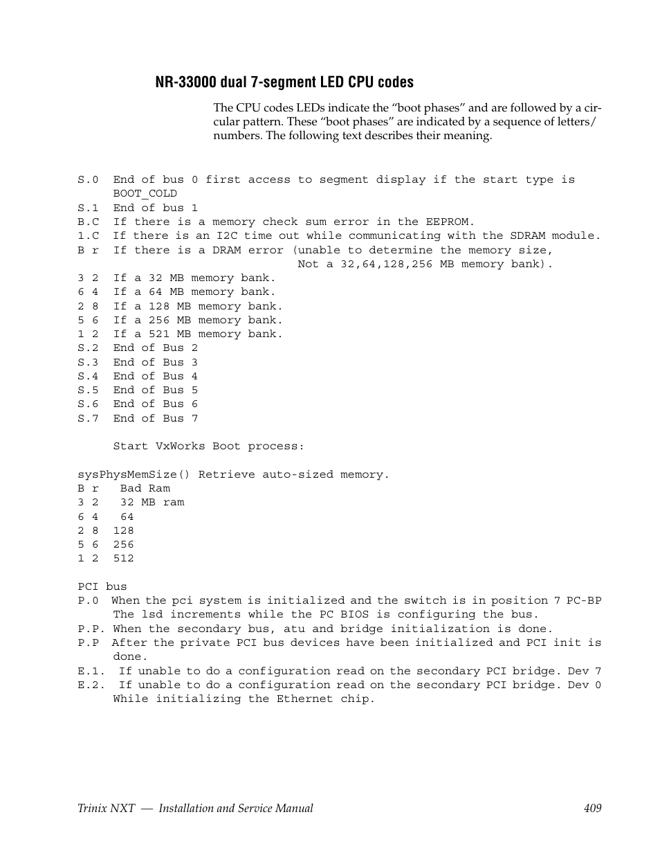 Nr-33000 dual 7-segment led cpu codes | Grass Valley Trinix NXT v.3.3.1 User Manual | Page 409 / 453